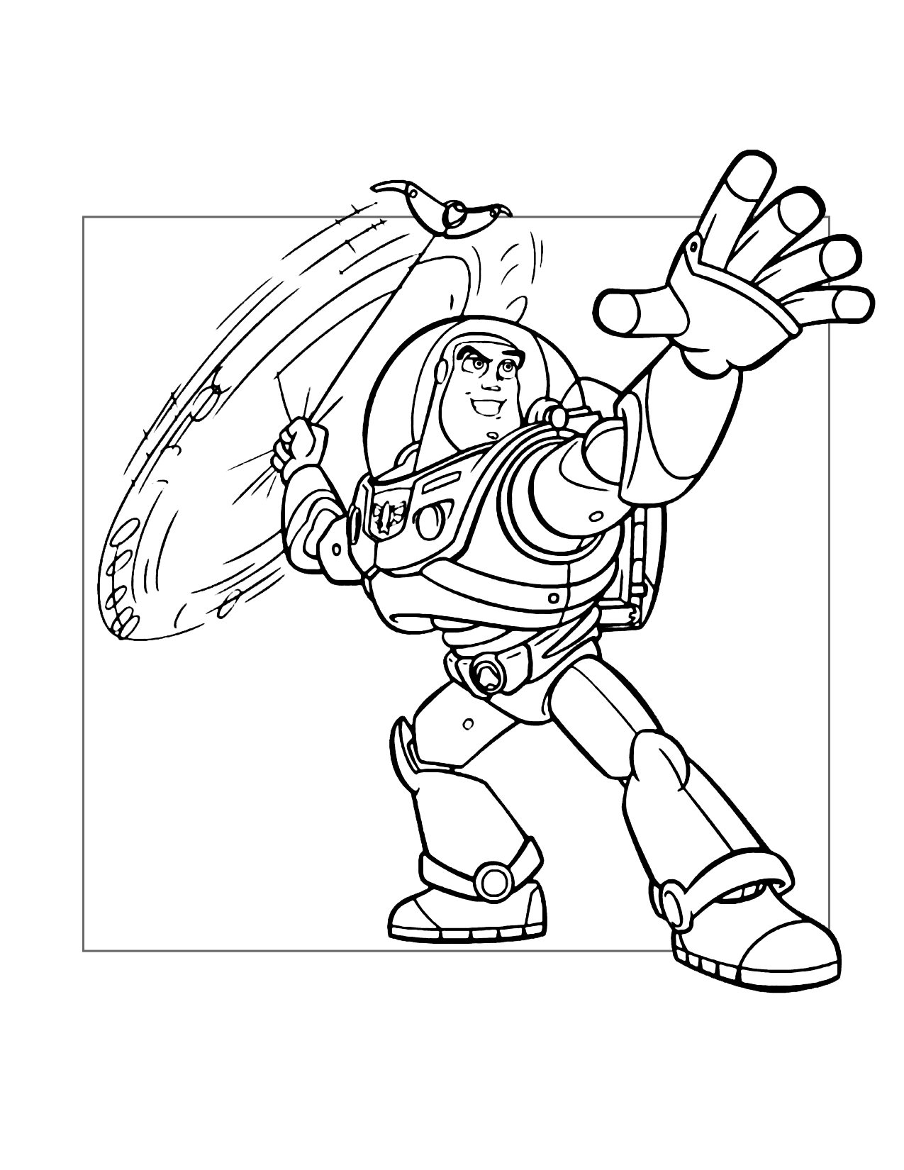 Buzz Lightyear Swinging Boomerang Coloring Page