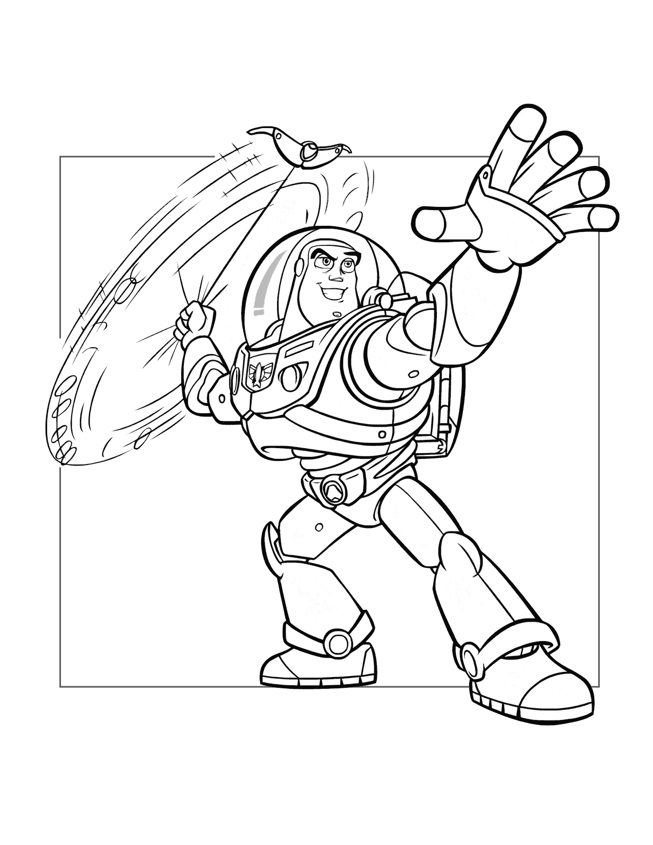 Buzz Lightyear Throws A Grappling Hook Coloring Page