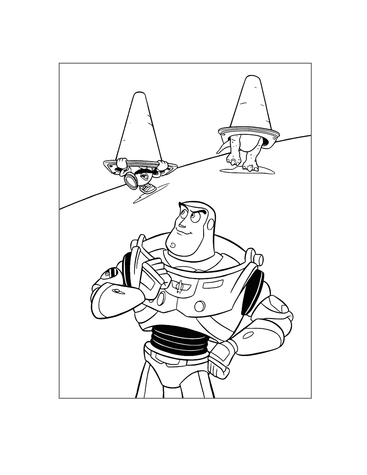 Buzz Sneaks Across The Street Coloring Page