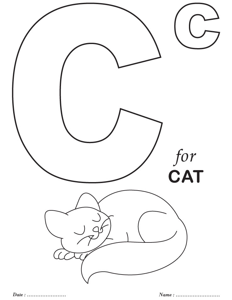 C for Cat Preschool Coloring Pages