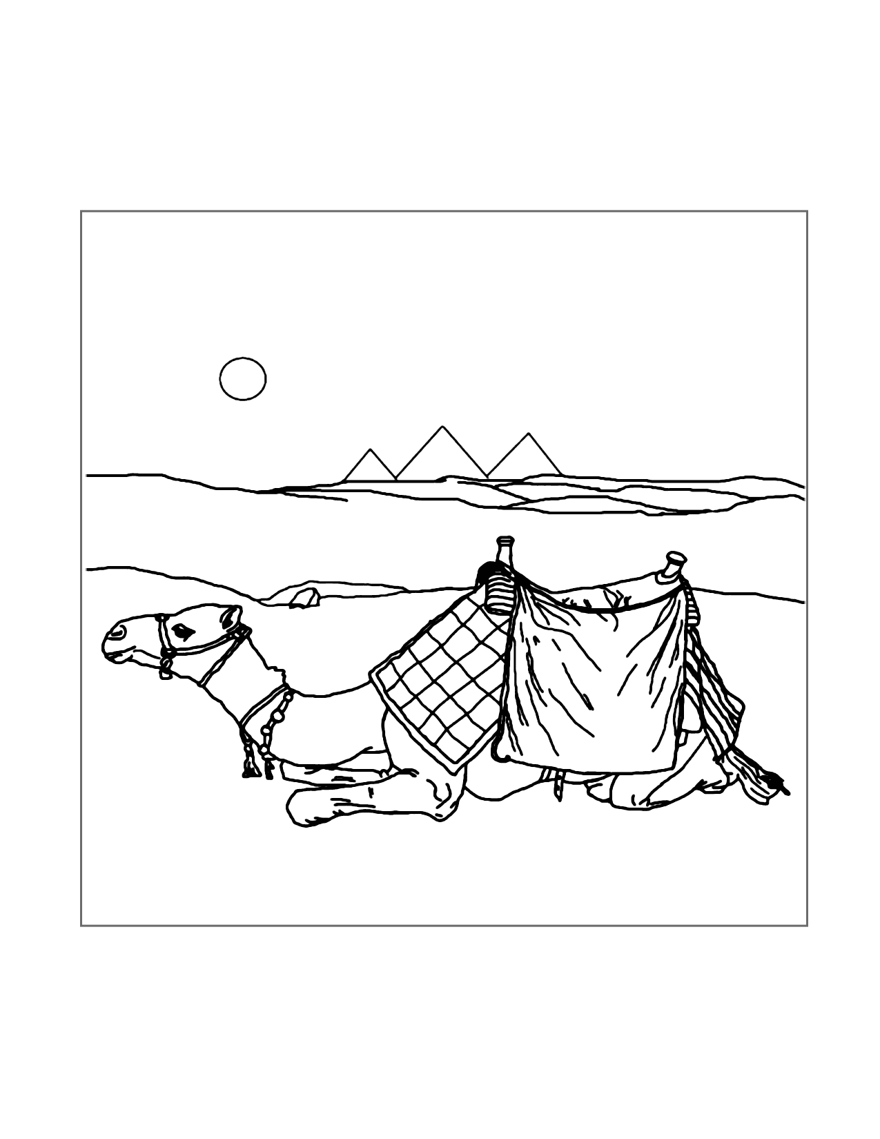 Camel In The Desert Coloring Page