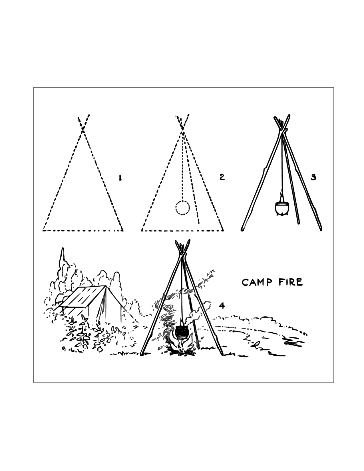 Campfire Instructions Coloring Pge