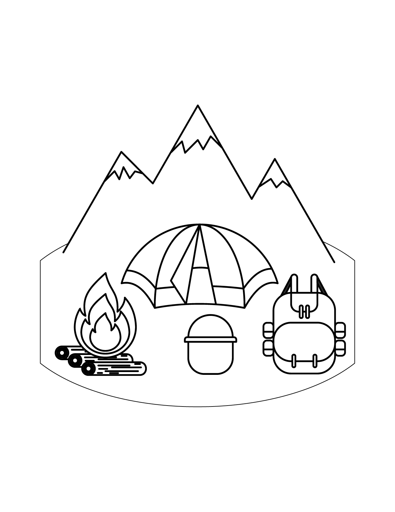 Campground In The Mountains Coloring Page