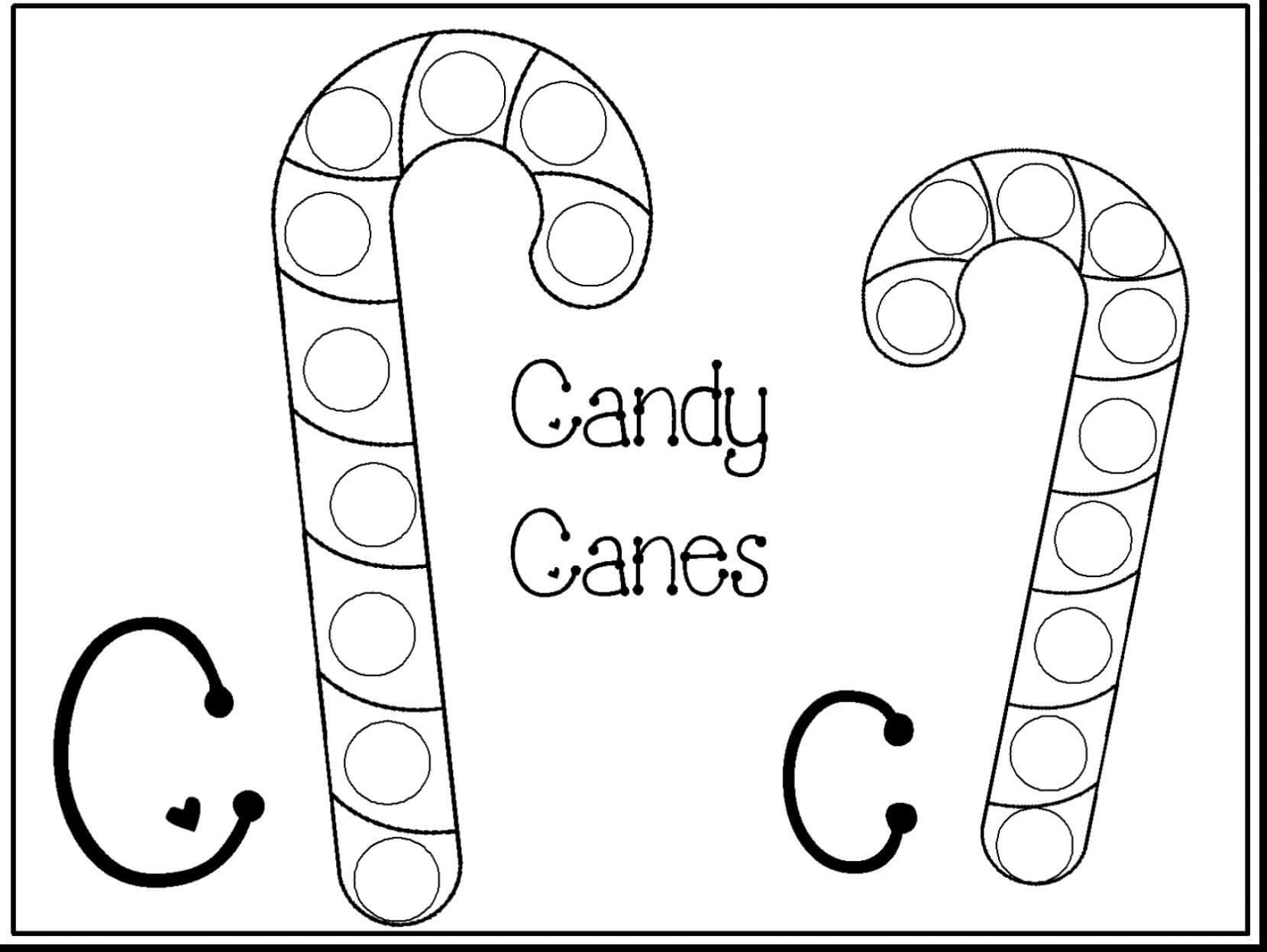 Candy Cane Coloring Page For Preschool