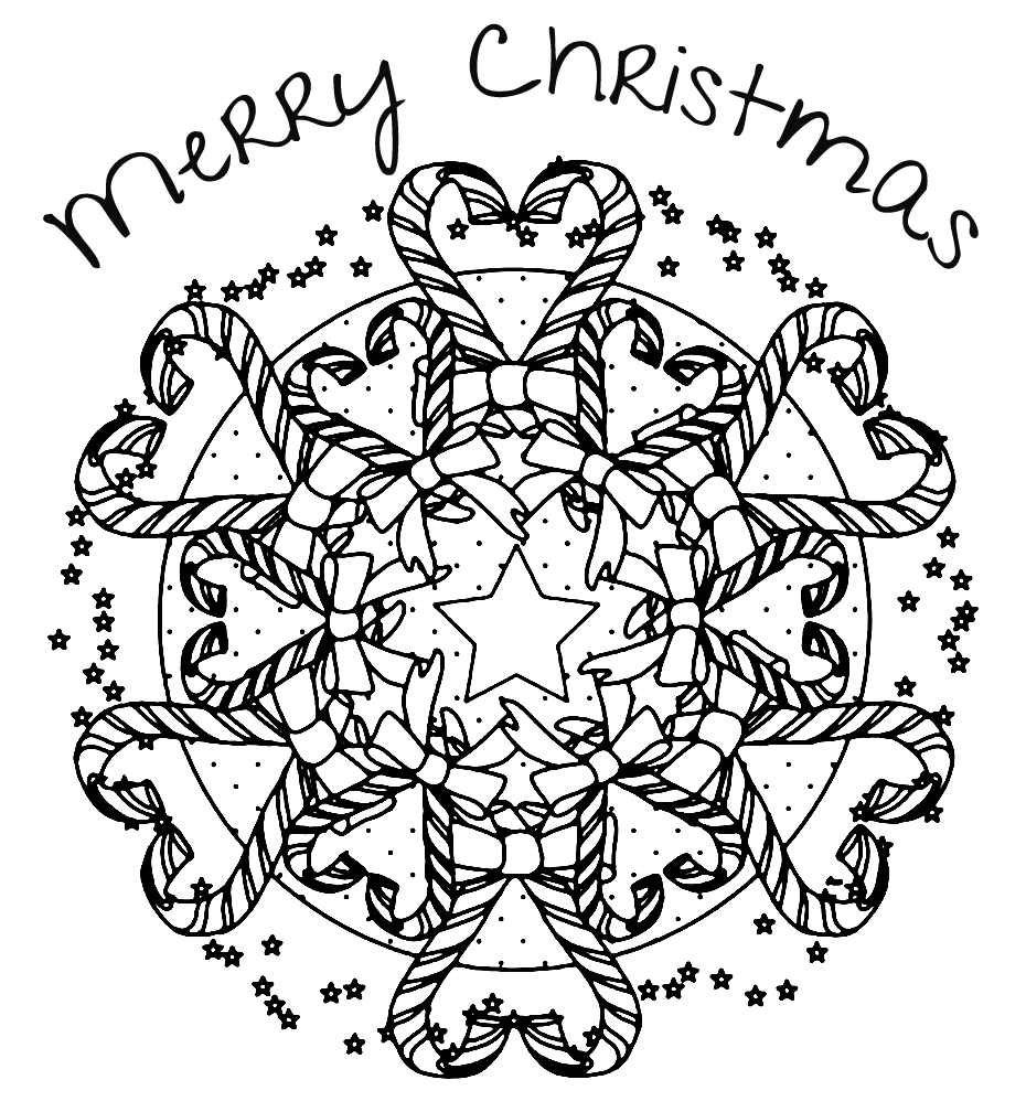Candy Cane Mandala Christmas Coloring Page