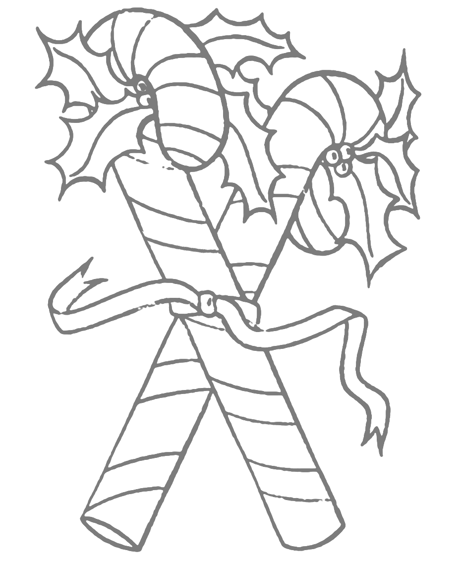 Candy Cane Traceable Coloring Page Art
