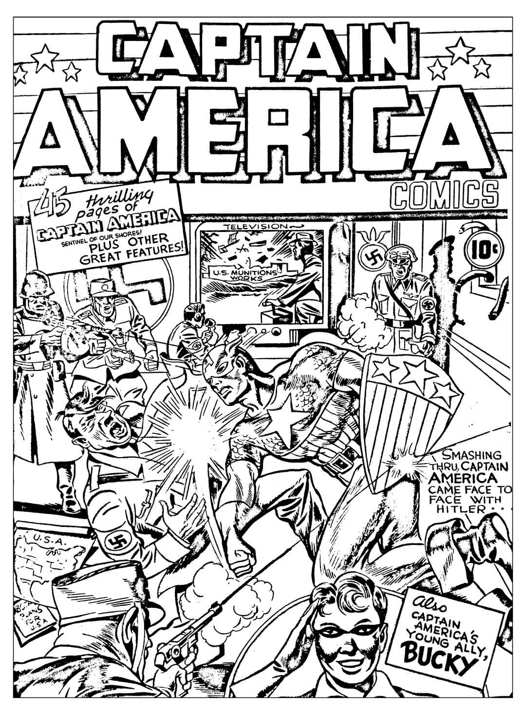 Captain America Comic Book Coloring Page