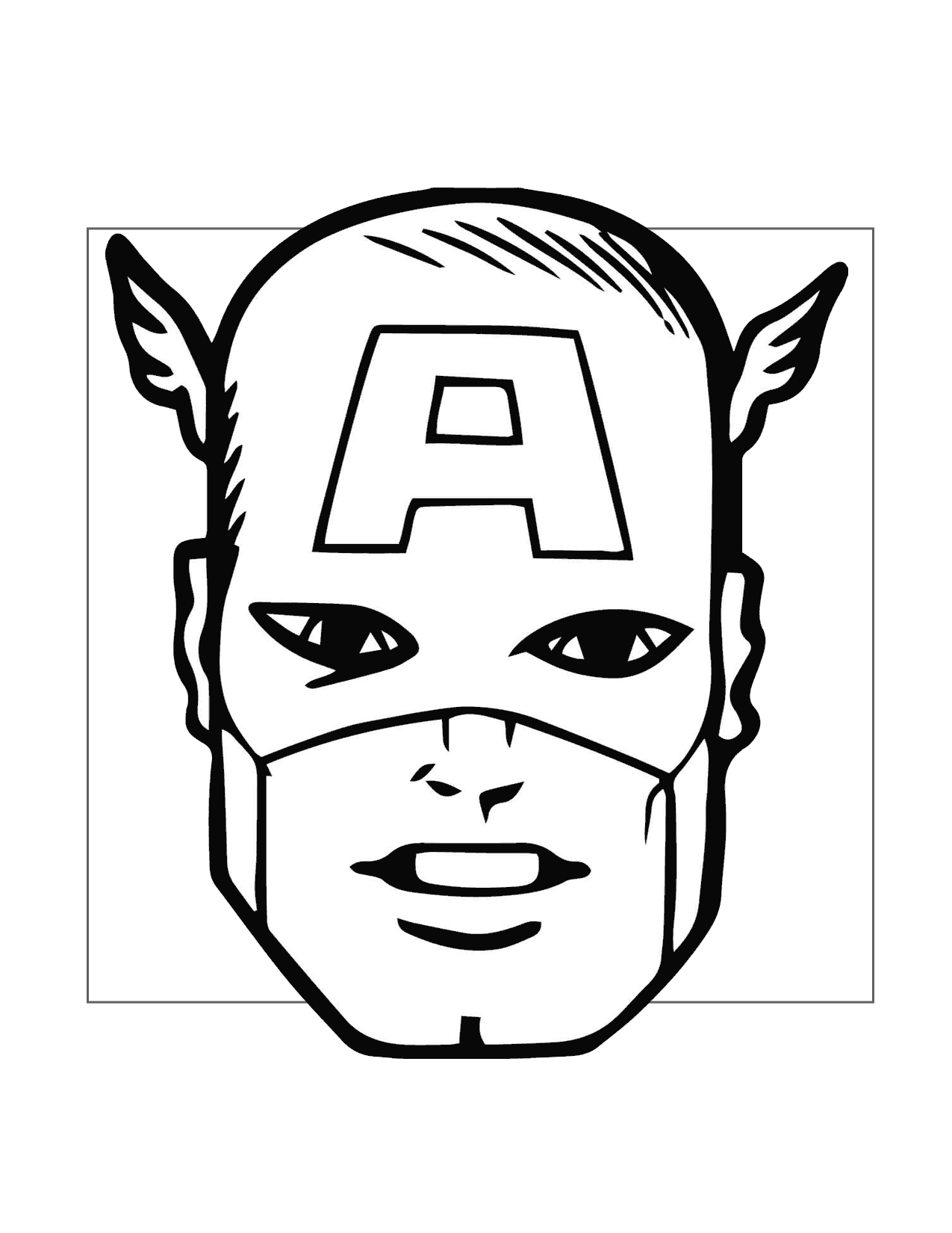 Captain America Comic Book Face Coloring Page