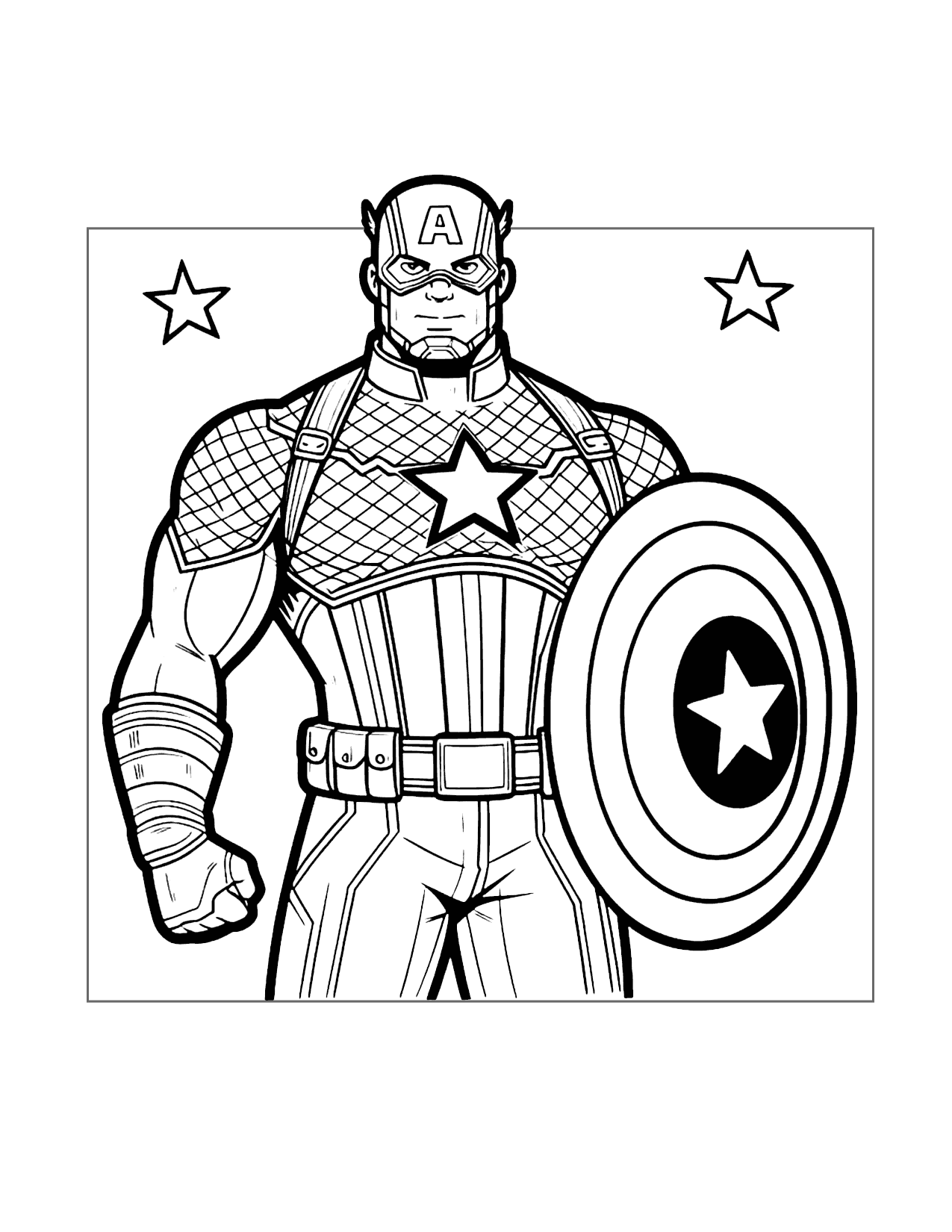 Captain America Detailed Suit Coloring Page