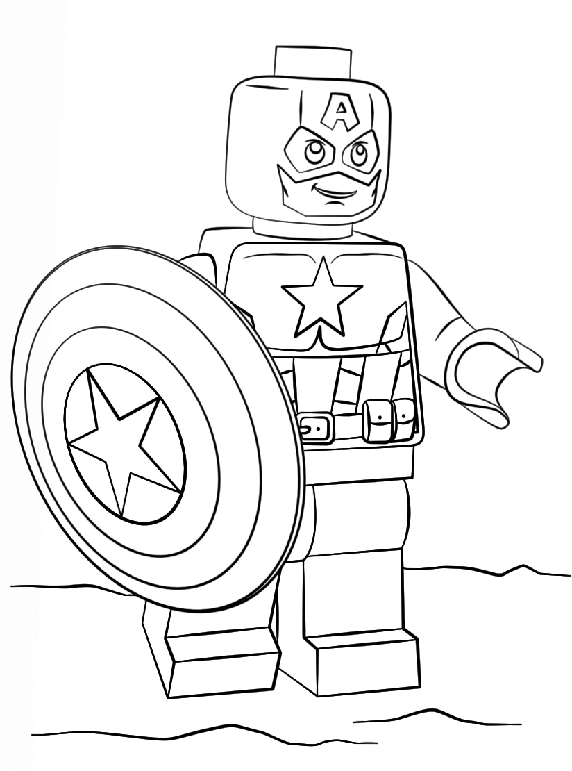 Captain America Lego Avenger Coloring Page