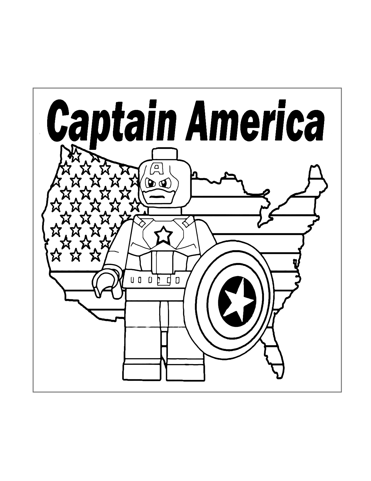 Captain America Lego Coloring Page