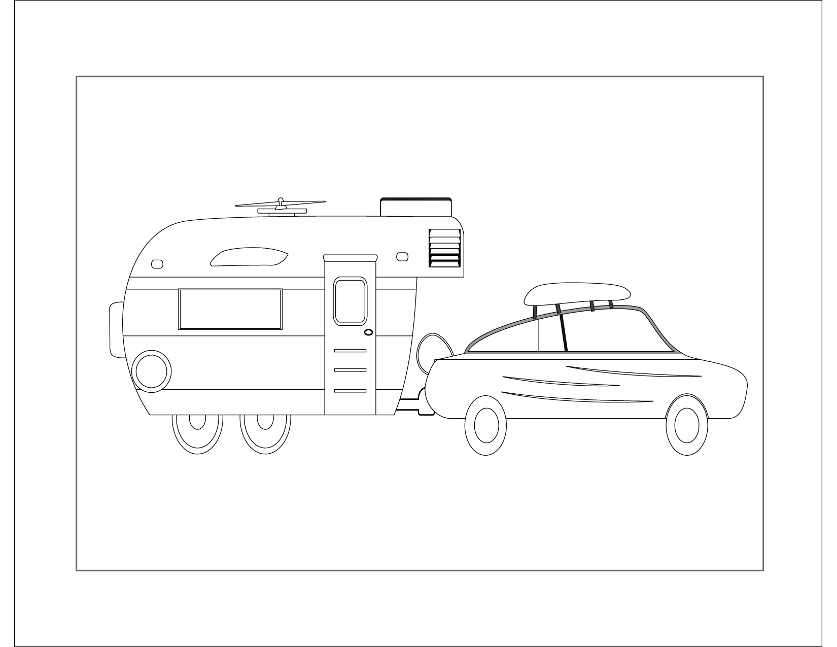 Car Pulling Camper Coloring Page