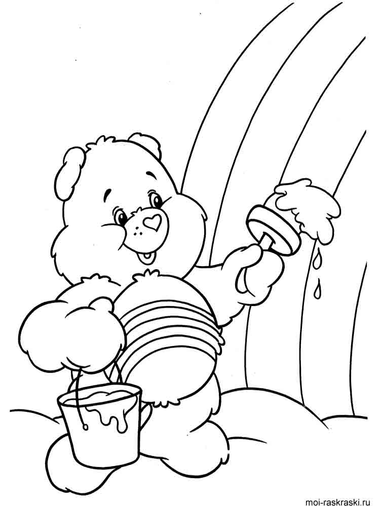 Carebear Painting Rainbow Coloring Page