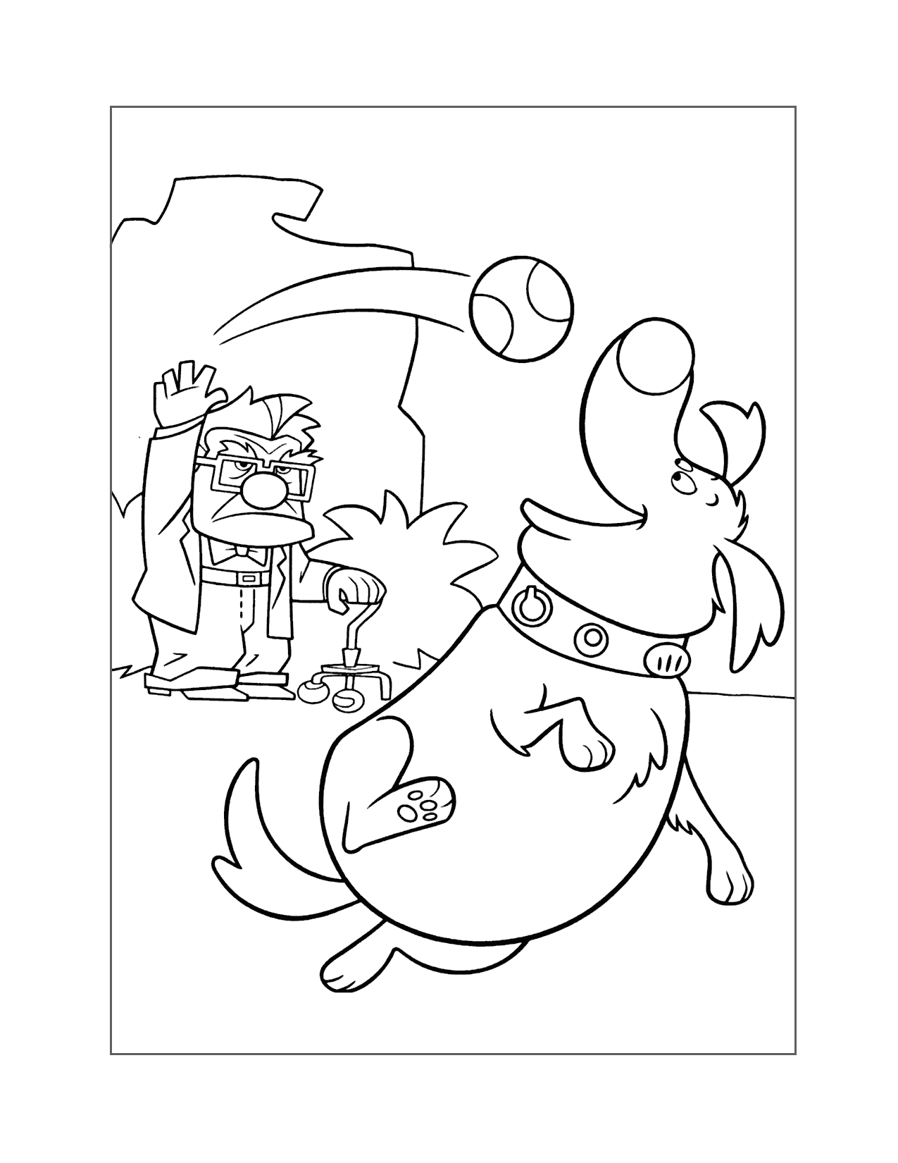 Carl Throws A Ball To Dug Up Coloring Page