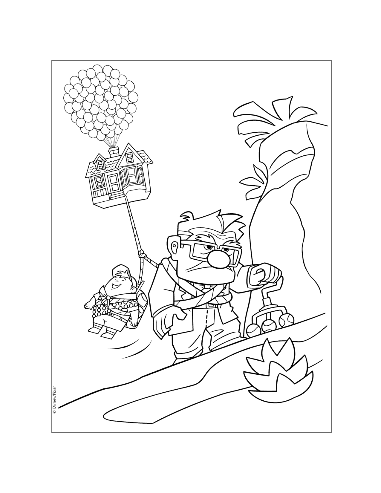 Carl Tows Russell And His House Up Coloring Page
