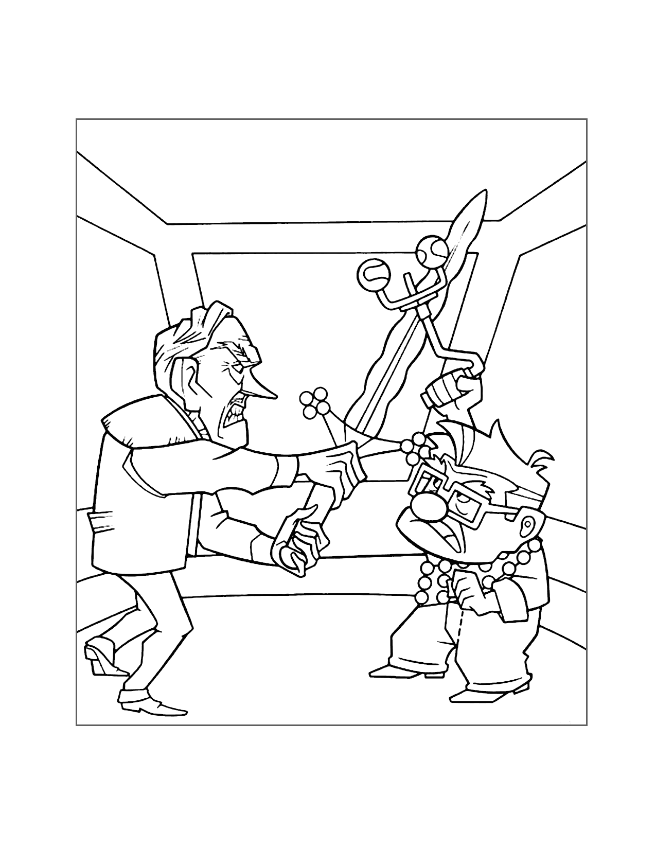Carl And Charles Muntz Fight Up Coloring Page