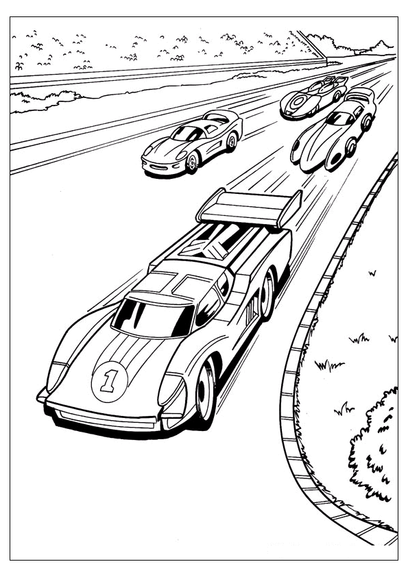 Cars Racing Coloring Page