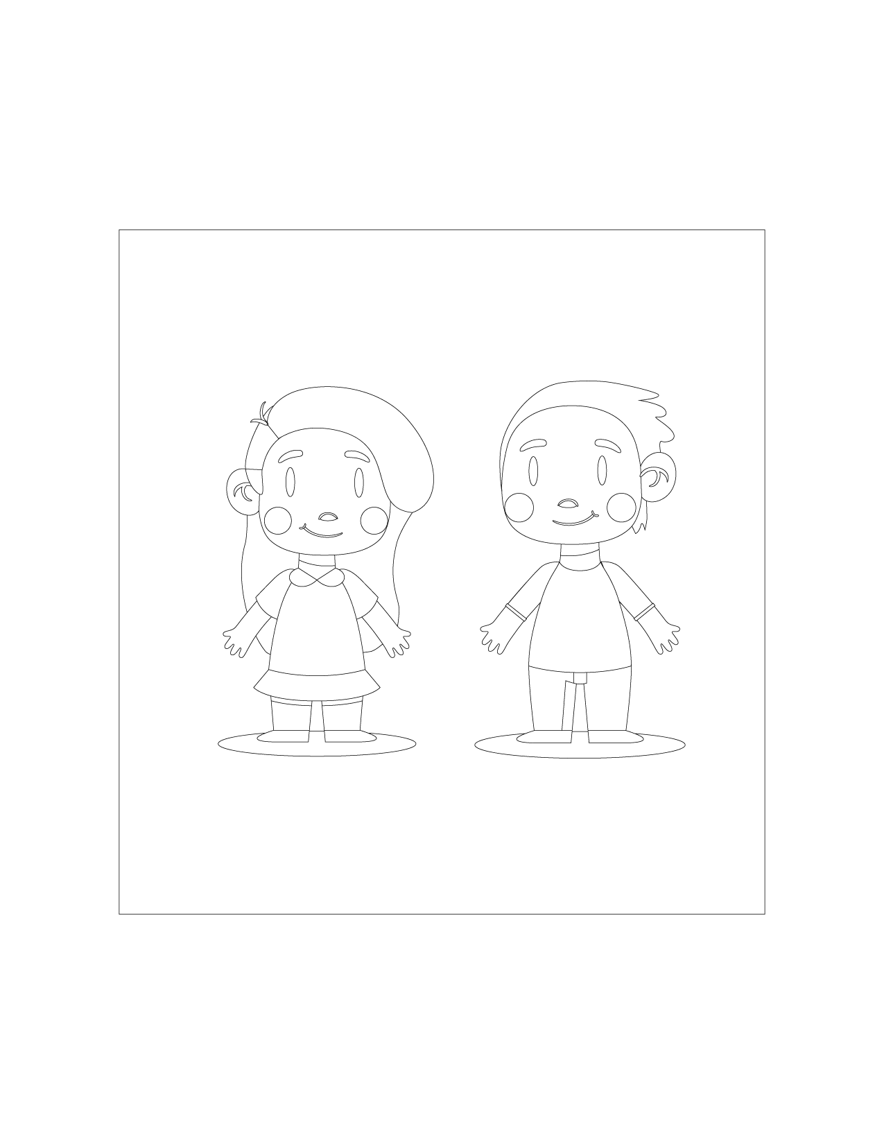 Cartoon Friends Coloring Page
