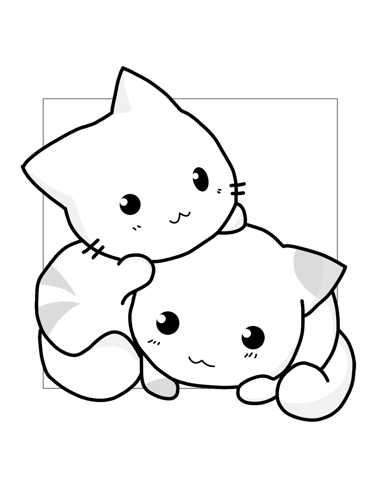 Cartoon Kittens Coloring Page