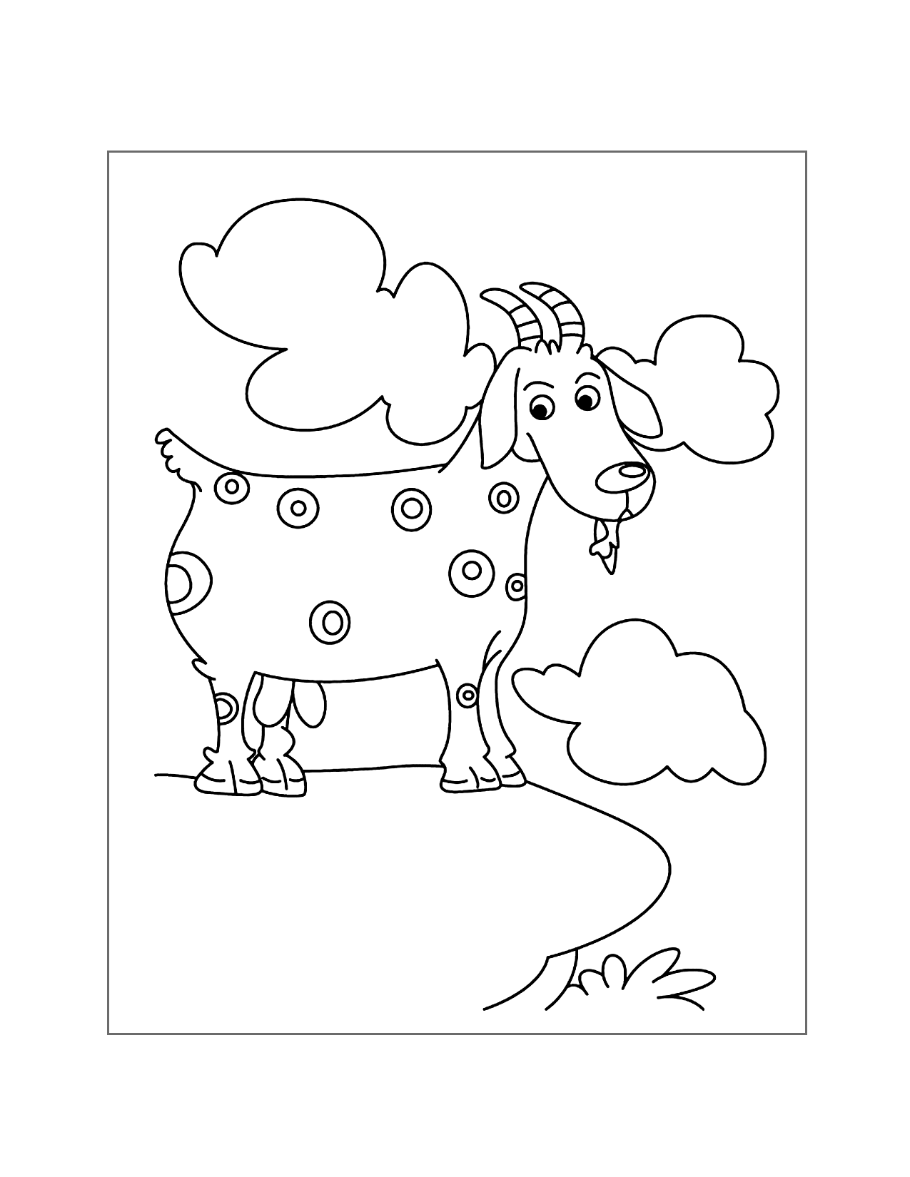 Cartoon Mountain Goat Coloring Page