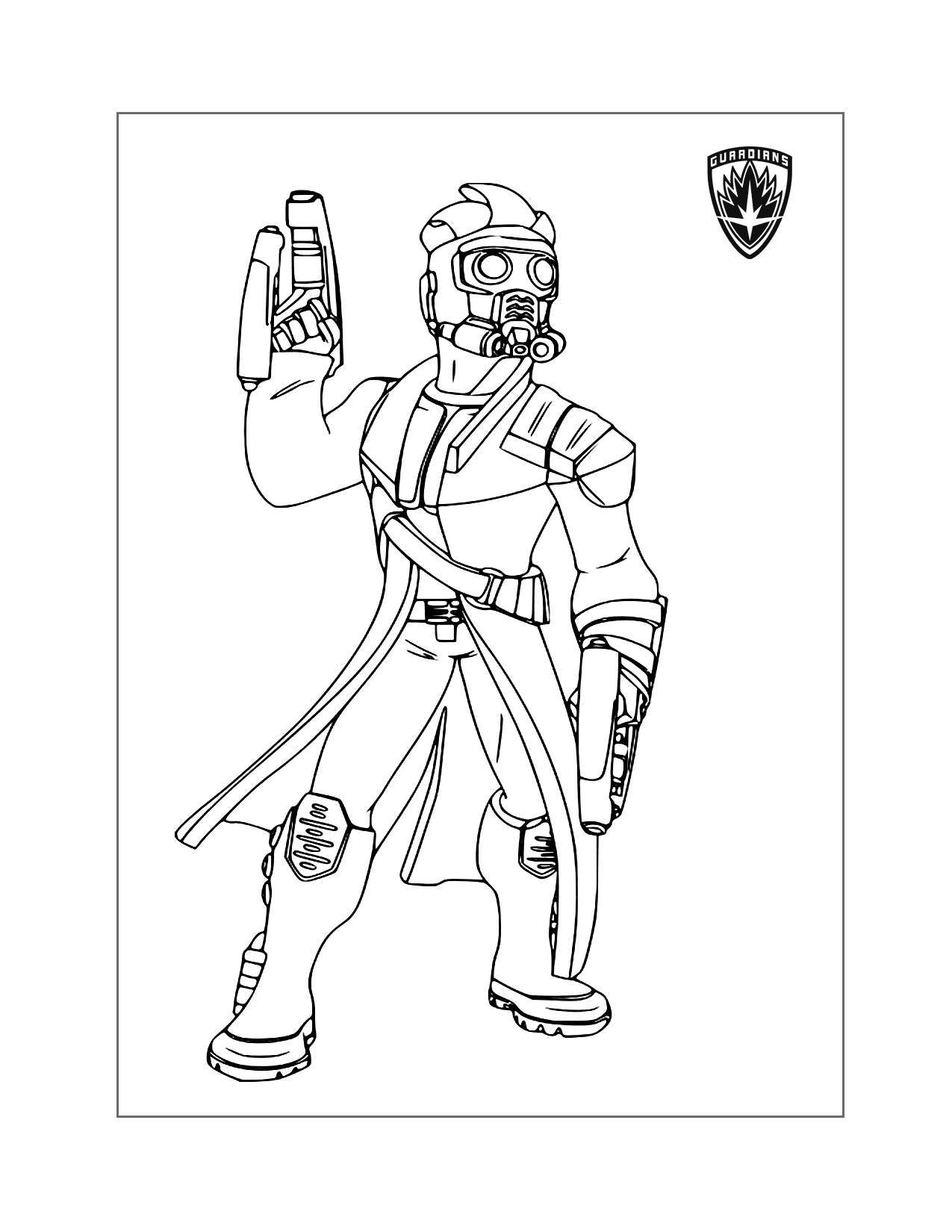 Cartoon Starlord In Mask Guardians Coloring Page