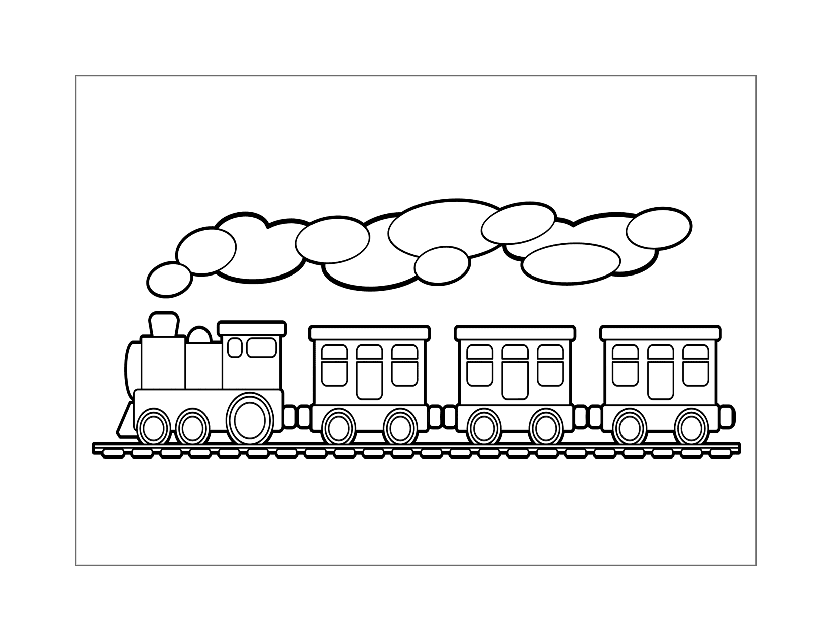 Cartoon Steam Train Coloring Page