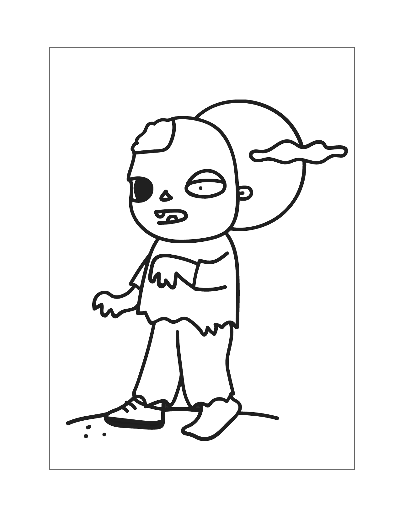 Cartoon Zombie Boy Coloring Page