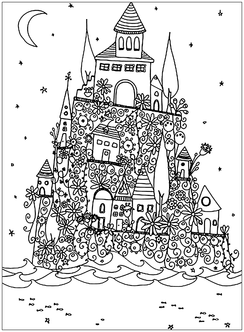 Castle Coloring Page for Adults