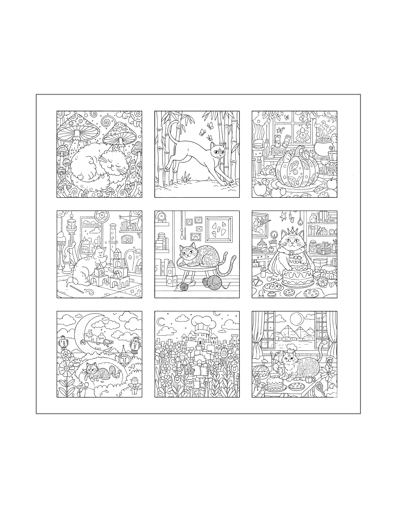 Cat Collage Coloring Page