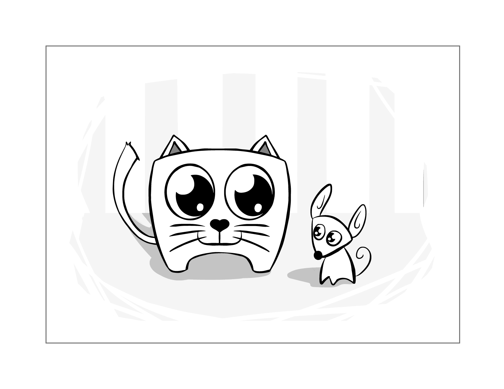 Cat And Mouse Coloring Page