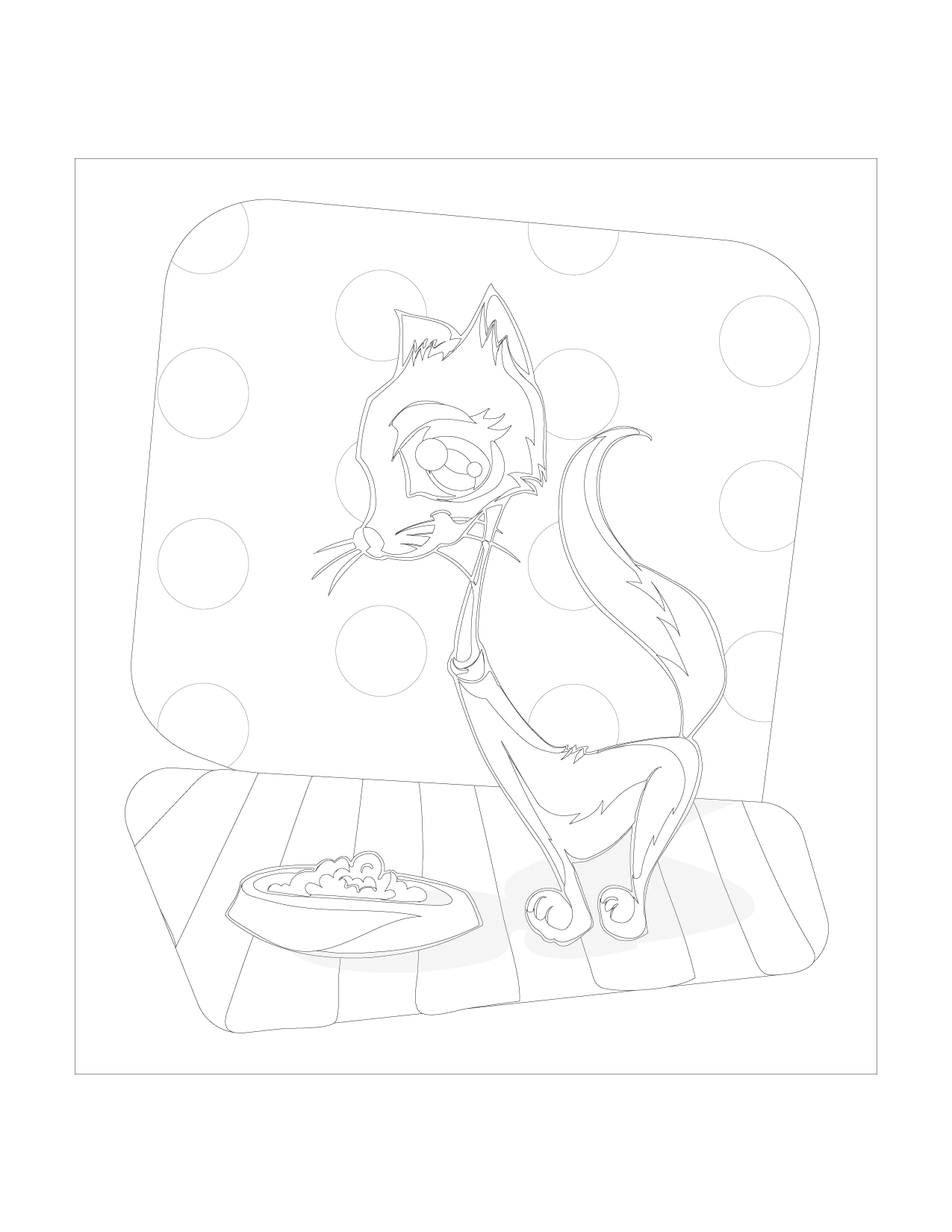 Cats Breakfast Coloring Page