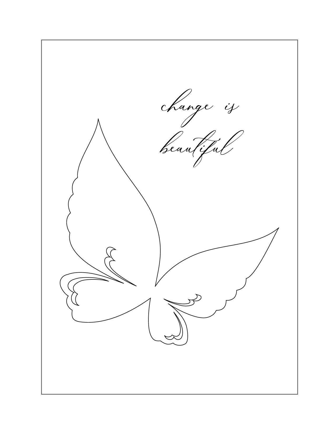 Change Is Beautiful Butterfly Coloring Page
