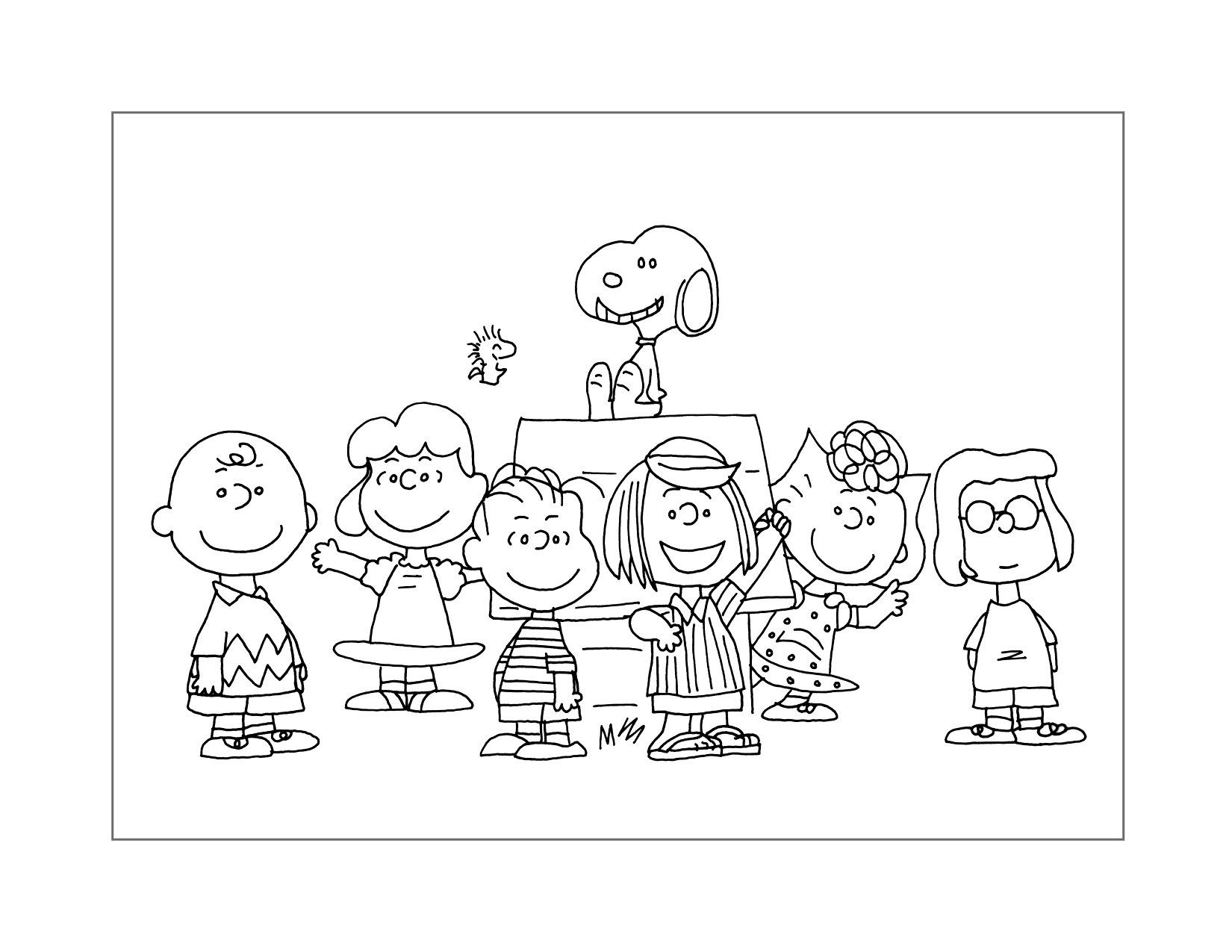 Charlie Brown Characters Coloring Page
