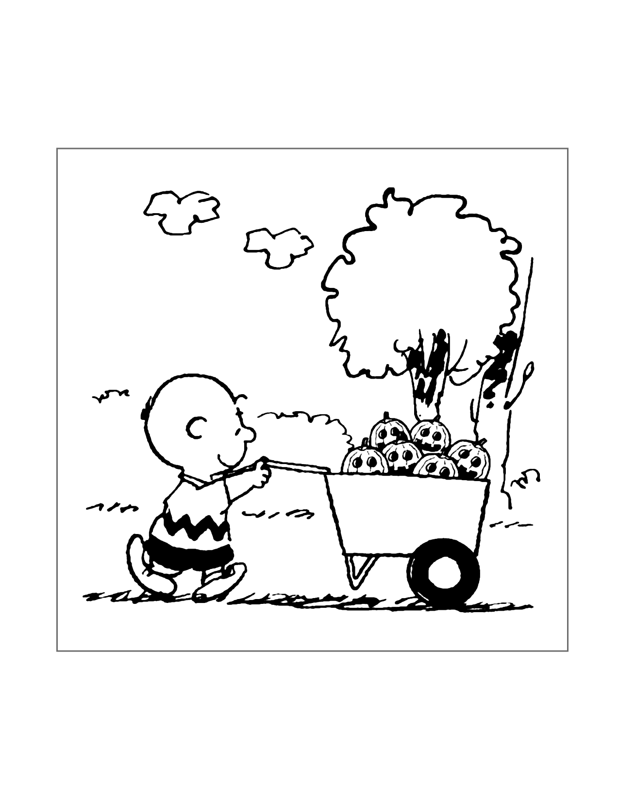 Charlie Brown Hauling Pumpkins Coloring Page