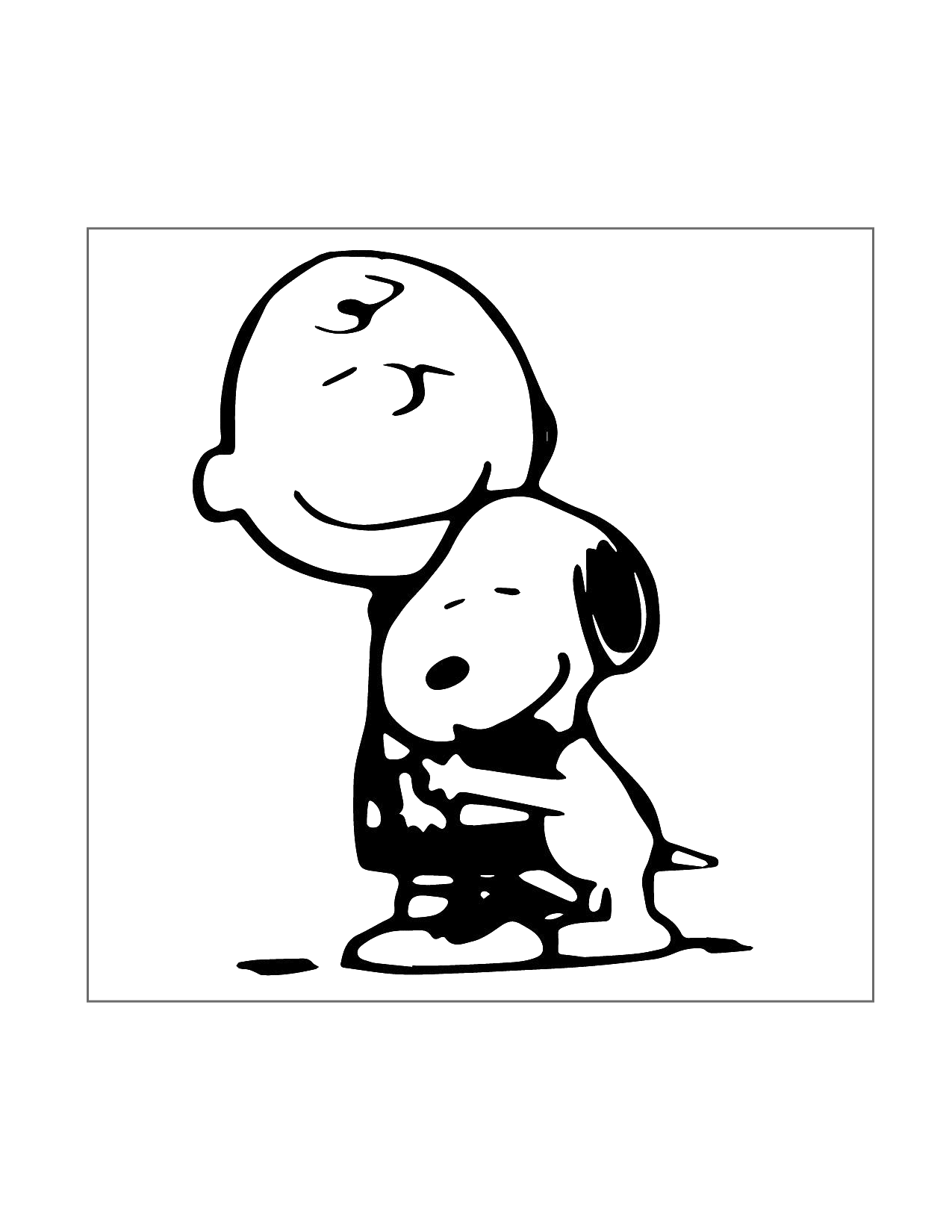 Charlie Brown And Snoopy Hugs Coloring Page
