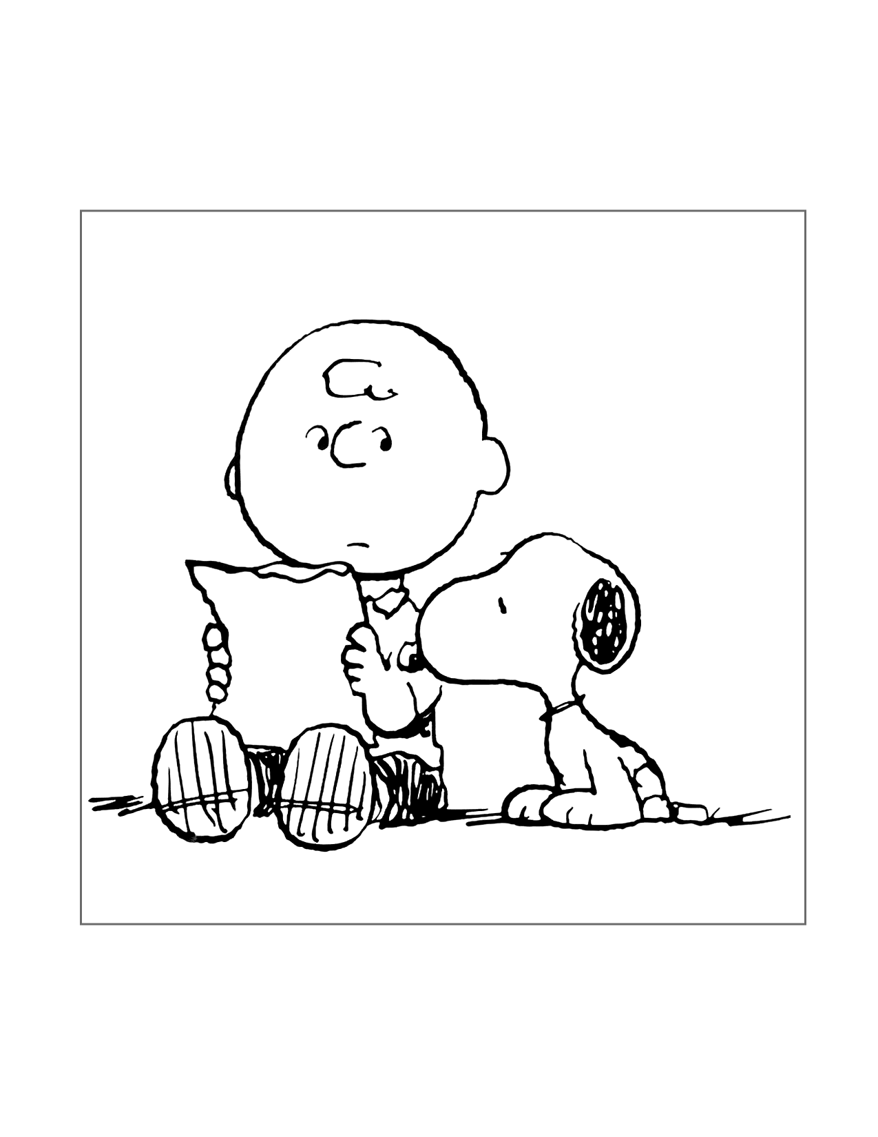 Charlie Brown And Snoopy Reading Coloring Page