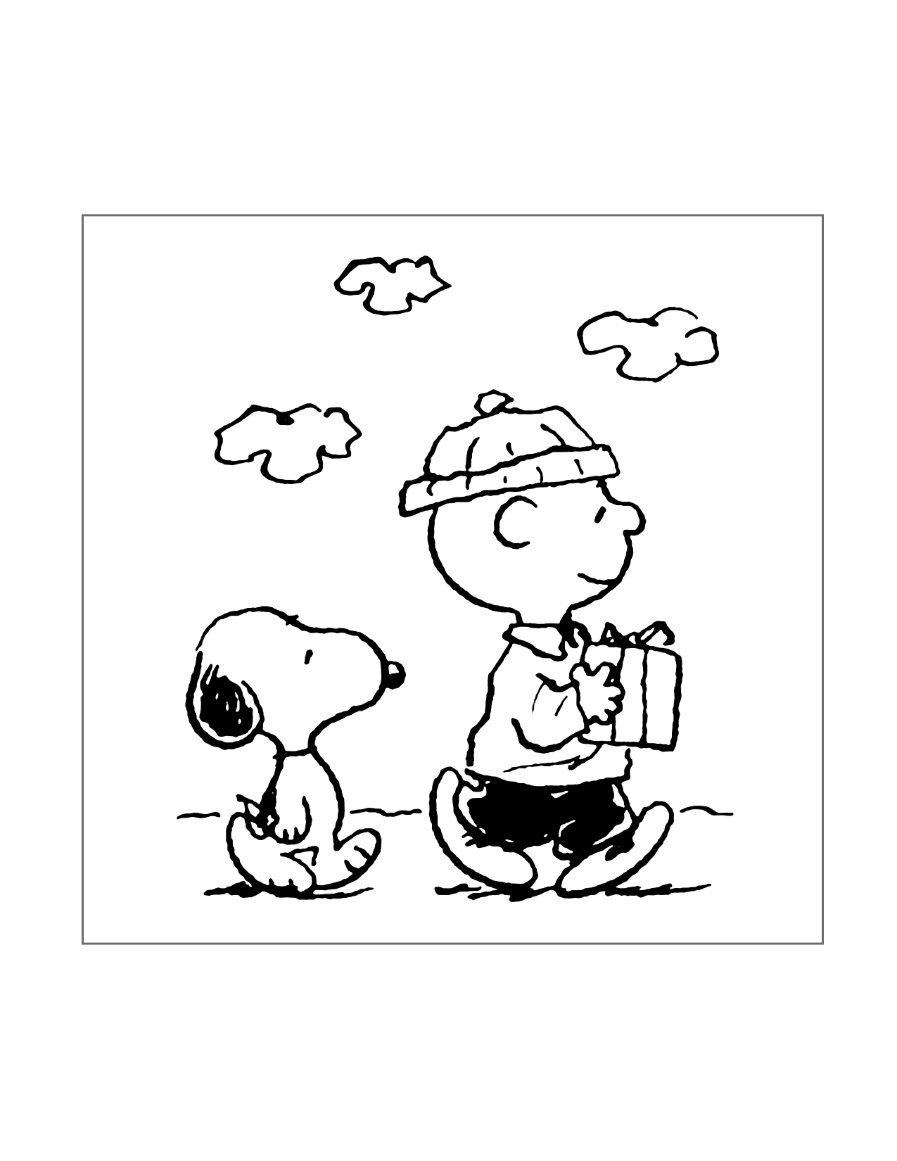 Charlie Brown Has A Present Coloring Page
