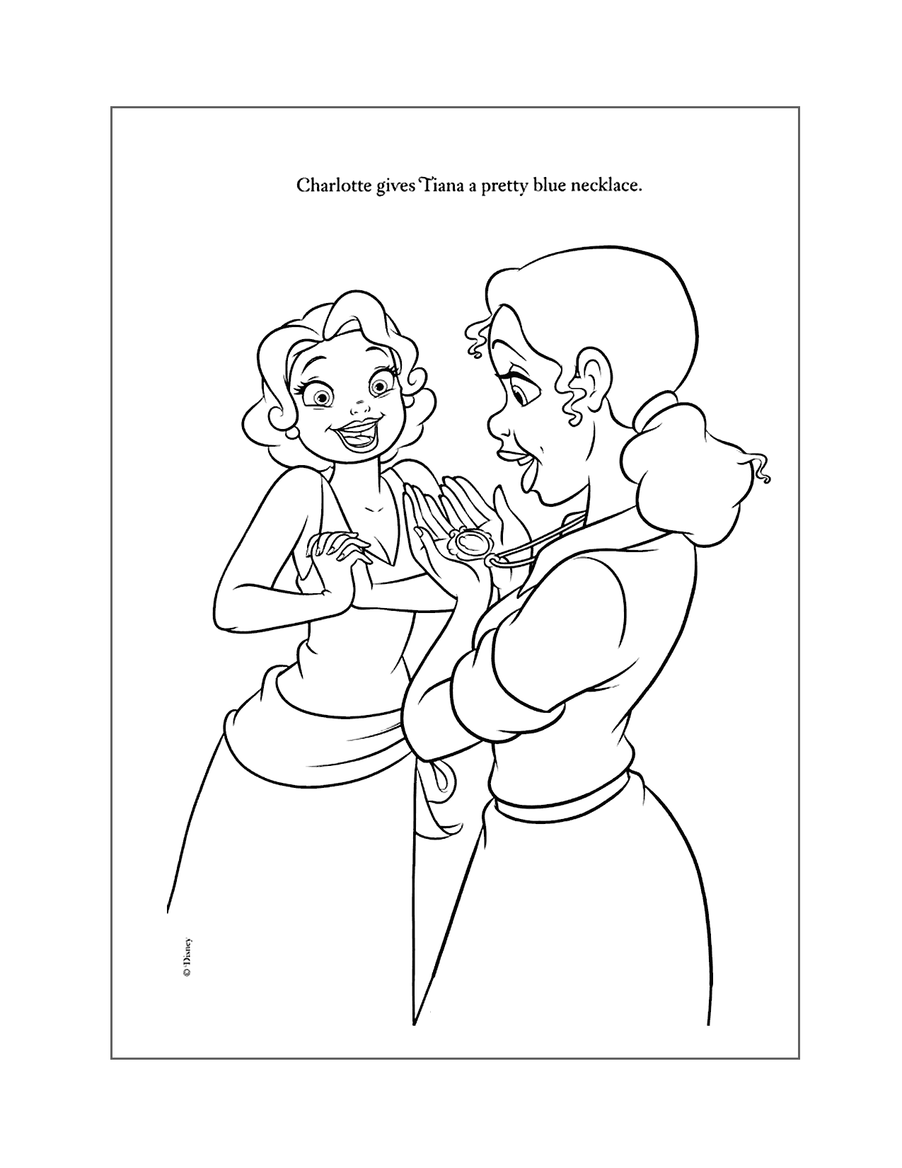 Charlotte Gives Tiana A Gift Coloring Page