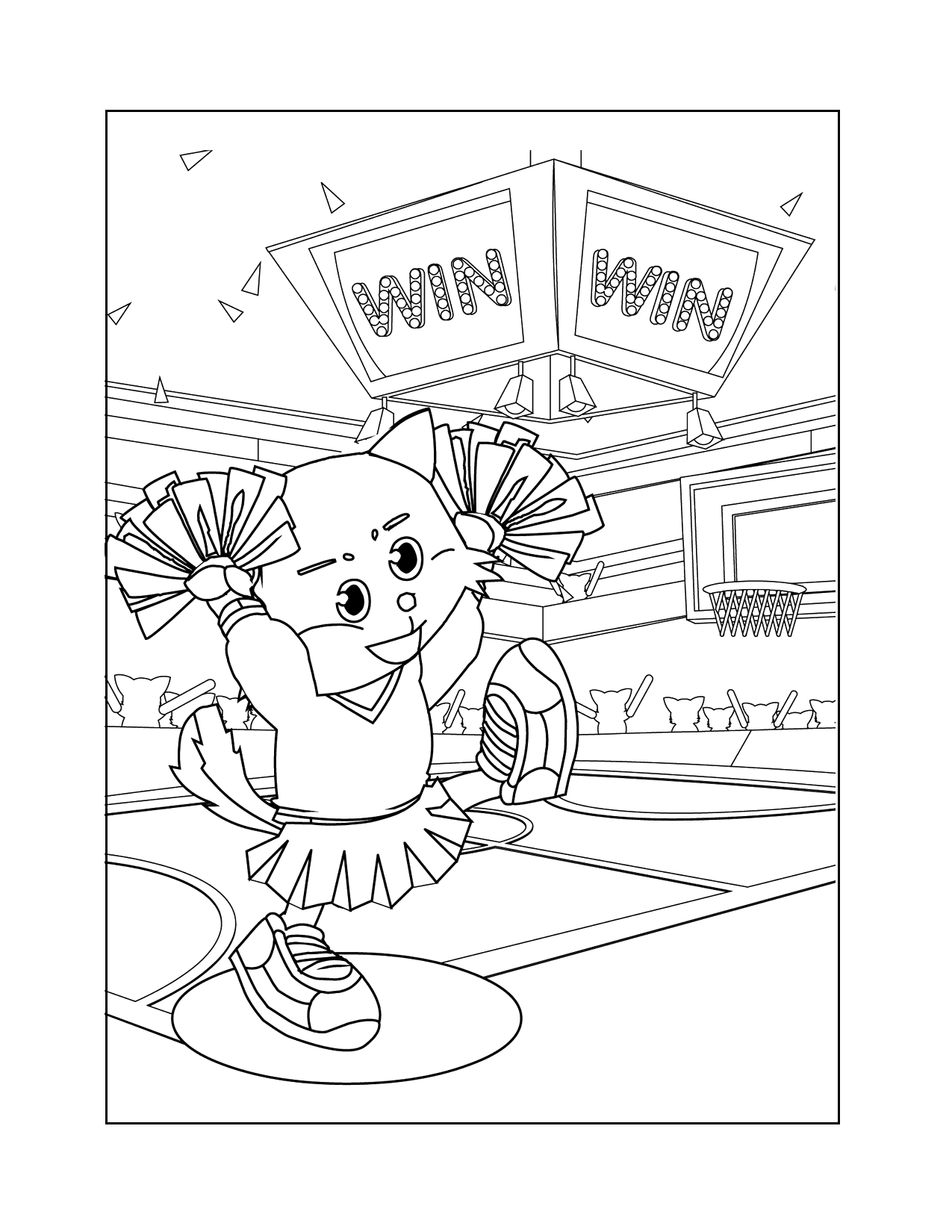 Cheerleader Cat Coloring Page