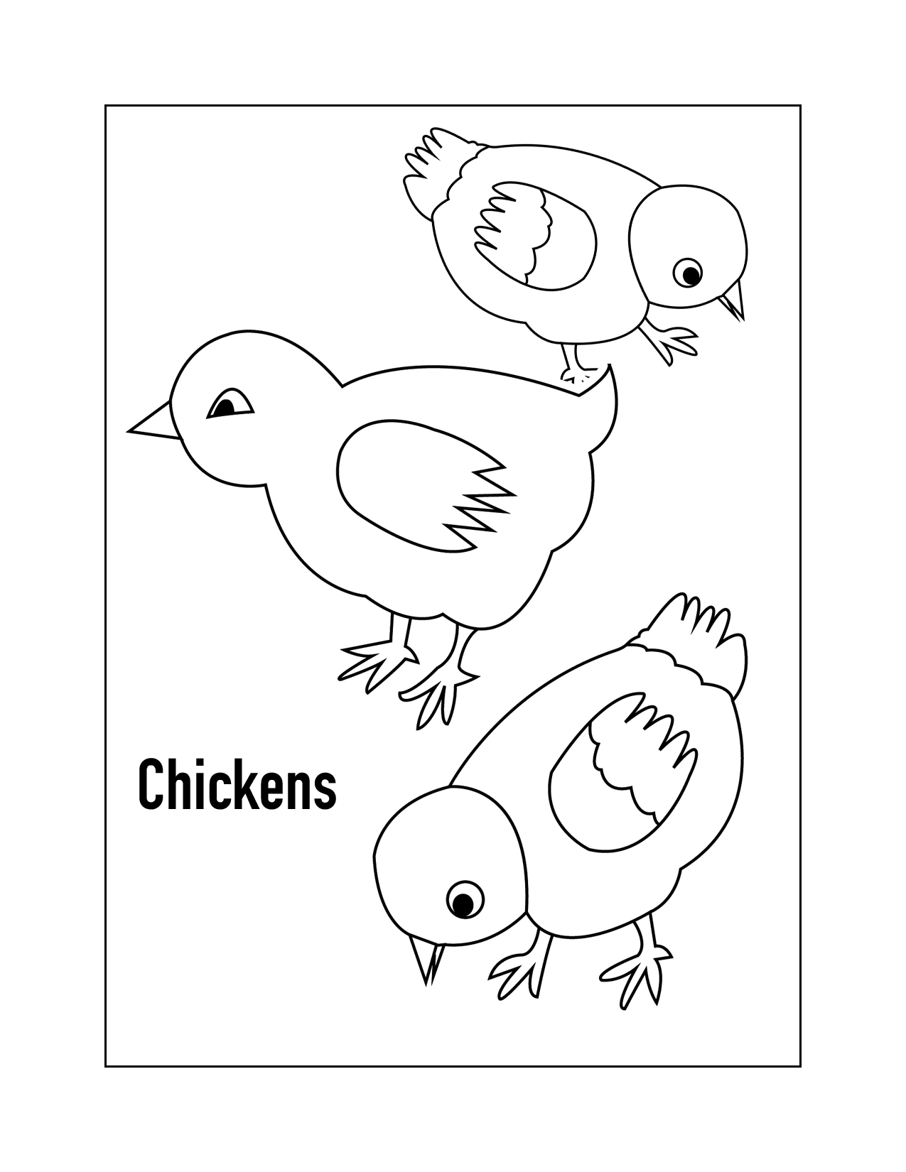 Chickens Pecking Coloring Page
