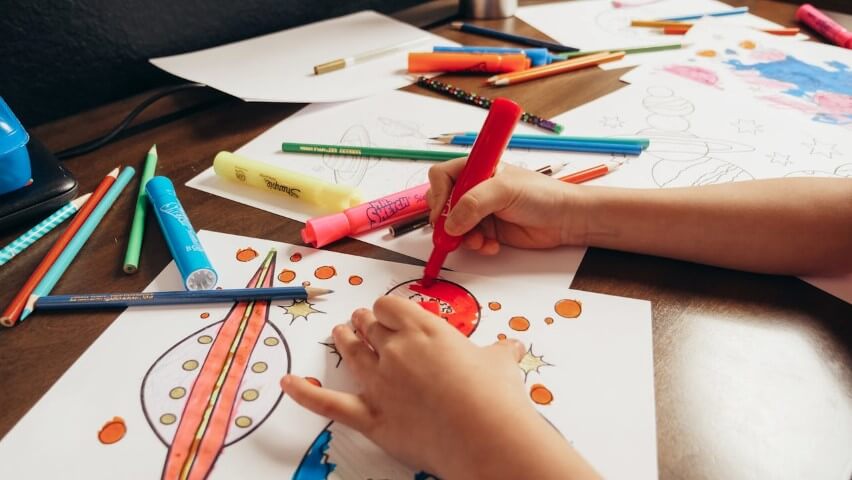 Child Coloring Planets