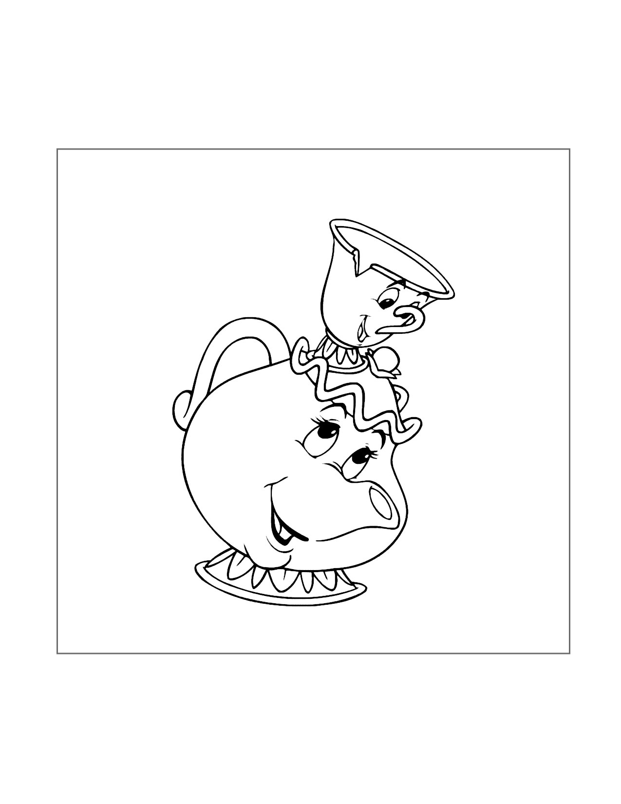 Chip And Mrs Potts Beauty And The Beast Coloring Page
