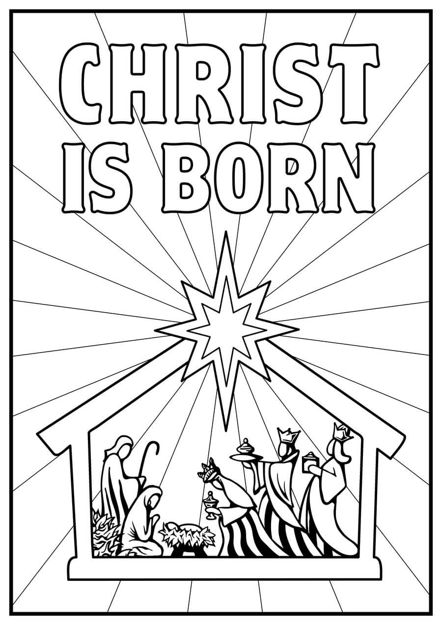 Christ Is Born Nativity Coloring Pages