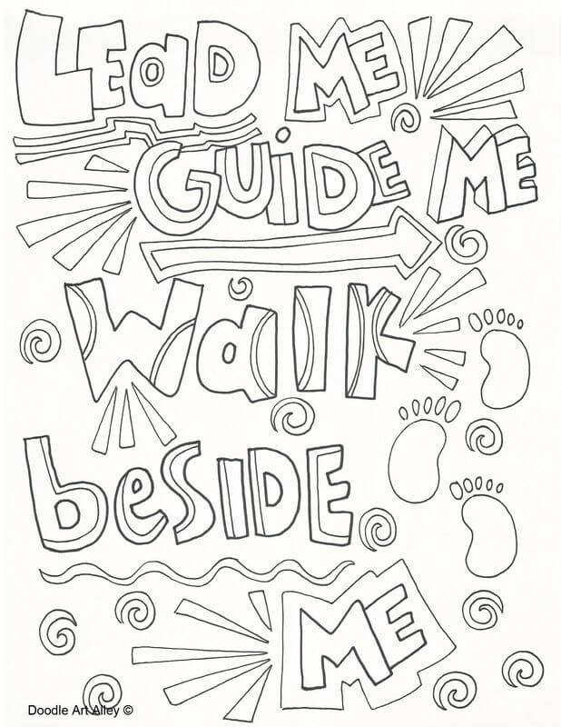 Christian Bible Coloring Page Walk Beside Me