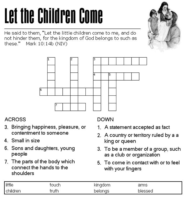 Christian Crossword Puzzles for Kids