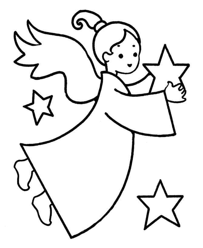 Christmas Angel Coloring Page for Preschoolers