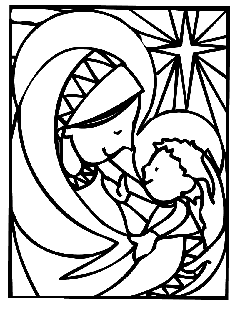 Christmas Coloring Pages - Jesus and Mary