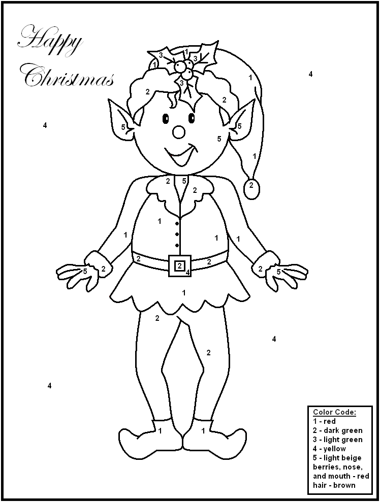 Christmas Elf Color by Number