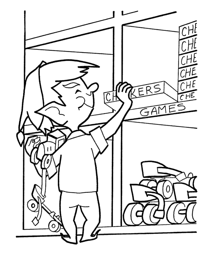 Download Christmas Elf Picking Games Coloring Pages