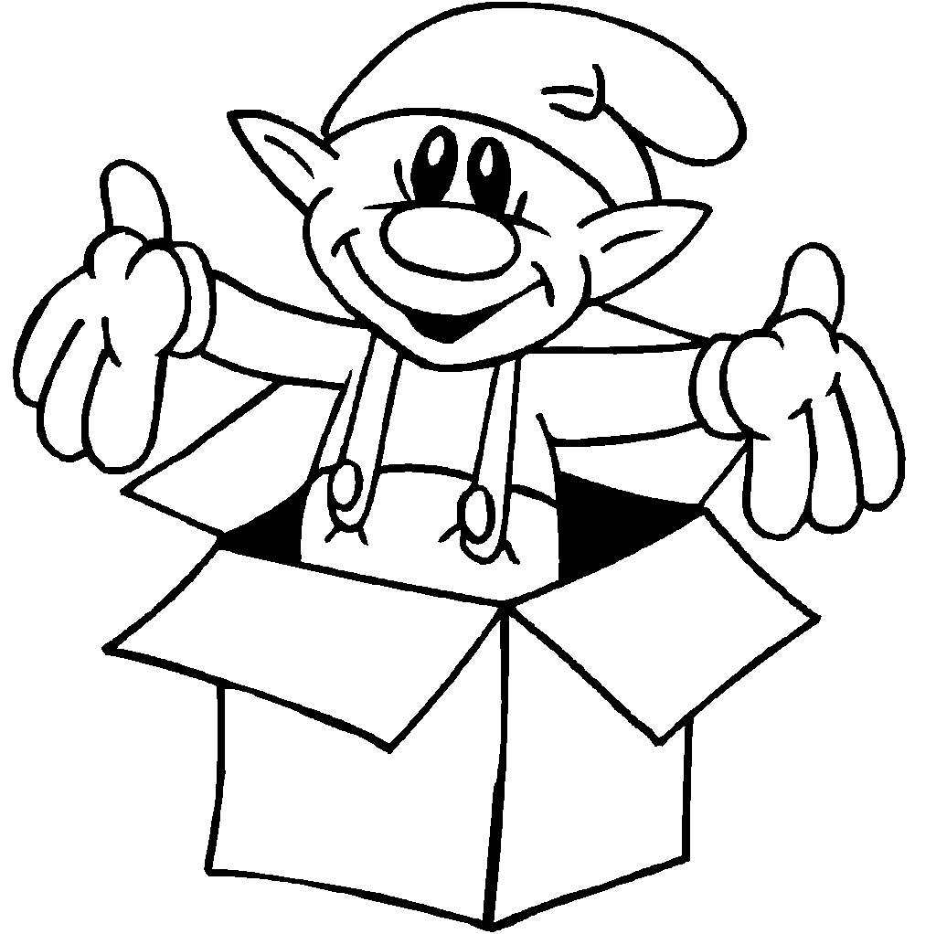 Christmas Elf Present Coloring Pages